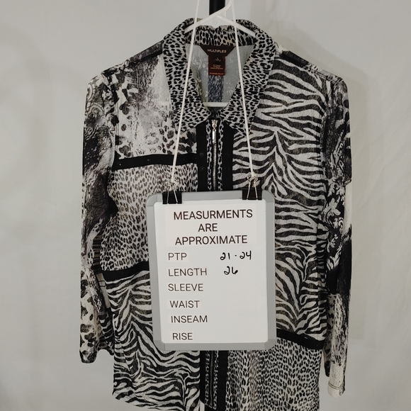 Multiples Mixed Animal Print Zip Front Jacket/Shirt Size L - Picture 12 of 13